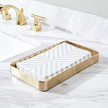 Load image into Gallery viewer, mDesign Modern Decorative Metal Guest Hand Towel Storage Tray Dispenser, Sturdy Holder for Disposable Paper Napkins, Jewelry, Eyeglasses - Bathroom Vanity Countertop Organization - Soft Brass