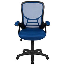 Load image into Gallery viewer, Flash Furniture High Back Blue Mesh Ergonomic Swivel Office Chair with Black Frame and Flip-up Arms