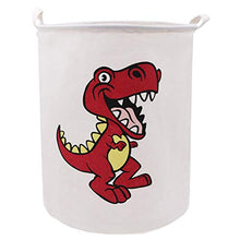 Load image into Gallery viewer, ZUEXT Red Dinosaur Laundry Basket 19.7x15.7 Inch,Dino Toy Bin,Collapsible Waterproof Canvas Dirty Clothes Hamper, Extra Large Fabric Lightweight Storage Basket for Boys Bedroom Baby Nursery Room