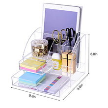 Load image into Gallery viewer, Premium Acrylic Desk-Organizer with 2 Drawers, All in One Desktop Storage-Organizer for Desk Accessories (Clear Acrylic)