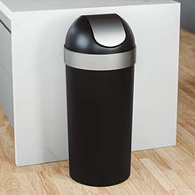 Load image into Gallery viewer, Umbra Venti 16.5-Gallon Swing Top Kitchen Trash Can – Large, 35-inch Tall Garbage Can for Indoor, Outdoor or Commercial Use, Black/Nickel