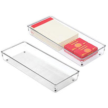 Load image into Gallery viewer, iDesign Linus Plastic Kitchen Drawer Organizer for Silverware, Spatulas, Cutlery, Gadgets, Office Supplies, Cosmetics, Set of 2, Clear