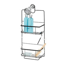 Load image into Gallery viewer, iDesign Everett Metal Hanging Shower Caddy, Extra Space for Shampoo, Conditioner, and Soap with Hooks for Razors, Towels, Loofahs, and More, 10.1" x 3.88" x 23", Matte Black