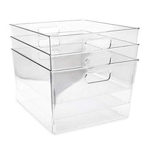 Load image into Gallery viewer, Isaac Jacobs 3-Pack XL Clear Storage Bins with Handles, Plastic Organizer for Office, Home, Kitchen, Pantry, Closet, Kids Room, Cube Shelf, Non-Slip Container Set (3-Pack, Extra-Large)