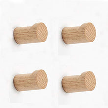 Load image into Gallery viewer, Pack of 4,Natural Wood Coat Hook,Modern Wall Mount Single Decorative Hook Hanger for Hanging Towel Coat Hat Bag Robe (Beech Wood)