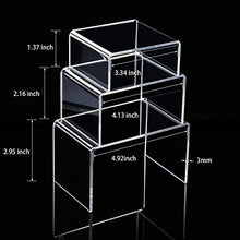 Load image into Gallery viewer, Chuangdi 2 Sets Acrylic Display Risers, Clear Product Stand, Jewelry Display Riser Shelf Showcase Fixtures For Dessert Cupcake Candy Treat Action Figure Display