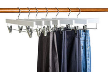 Load image into Gallery viewer, Amber Home Solid White Wooden Pants Skirt Hangers 10 Pack, Bottom Hanger for Slacks Trousers Jeans with 2-Adjustable Clips (White, 10)