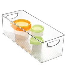 Load image into Gallery viewer, mDesign Plastic Kitchen Pantry, Cabinet, Refrigerator, Freezer Food Storage Organizing Bin Basket with Handles - Organizer for Fruit, Vegetables, Yogurt, Snacks, Pasta - 5.75" Wide, 2 Pack - Clear