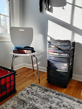 Load image into Gallery viewer, HOMZ Plastic 4 Drawer Medium Cart, Black Frame with Smoke Tint Drawers, Casters Included, Set of 1