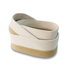 Load image into Gallery viewer, Set of 3 Small Cotton Rope Storage Baskets,Baby Nursery Organizer for Books,Magazines,Toys Storage Bin,White Woven Basket with Handles