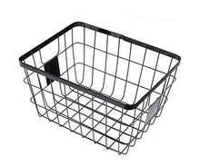 Load image into Gallery viewer, DODXIAOBEUL Handmade -Open Storage Bread Food Basket,Kitchen Cabinet and Pantry Storage Organizer Bin & Containers- Two Cut-Out Handles Wire Metal with Canvas Lining 13x10x7.5 Inches Black