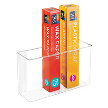 Load image into Gallery viewer, mDesign Modern Plastic Adhesive Cabinet Storage Organizer Bin for Boxed Sandwich Bags, Plastic Wrap, Aluminum Foil, Parchment/Wax Paper, 3.5" x 11" x 6.5" - Clear