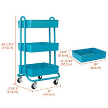 Load image into Gallery viewer, DESIGNA 3 Tier Metal Rolling Utility Storage Carts Little Organization Cart with Wheels for Office Indoor Home Kitchen Outdoor, Turquoise