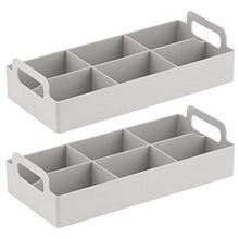 Load image into Gallery viewer, mDesign Compact Plastic Tea Storage Organizer Caddy Tote Bin - 6 Divided Sections, Built-in Handles - Holder for Tea Bags, Packets, Sweeteners, and Small Packets, 2 Pack - Light Gray