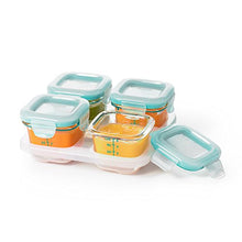 Load image into Gallery viewer, OXO Tot Glass Baby Blocks Food Storage Containers, Teal, 4 oz