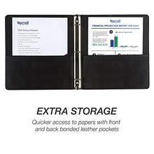 Load image into Gallery viewer, Samsill 1" Contrast Stitch Leather 3 Ring Binder, Portfolio Organizer, 3 Ring Binder, (8.5 x 11), Holds 200 Sheets, Black