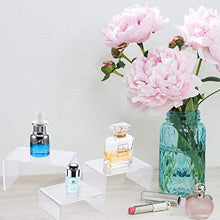 Load image into Gallery viewer, Chuangdi 2 Sets Acrylic Display Risers, Clear Product Stand, Jewelry Display Riser Shelf Showcase Fixtures For Dessert Cupcake Candy Treat Action Figure Display