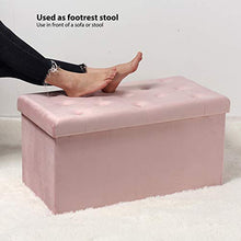 Load image into Gallery viewer, B FSOBEIIALAO Folding Storage Ottoman, Long Shoes Bench, Flannelette Footrest Stool Seat 31.5"x15.7"x15.7" (Pink, Large)