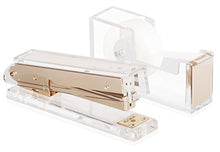 Load image into Gallery viewer, Set of Stapler and Tape Dispenser Desk Swag Brand : Desk Swag Acrylic Gold Stapler and Tape Dispenser Set Modern High End Luxury Desk Accessories Set Tape and Stapler
