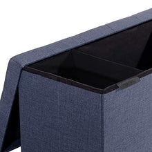 Load image into Gallery viewer, Seville Classics Foldable Tufted Storage Bench Ottoman, Midnight Blue