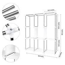 Load image into Gallery viewer, FUNFLOWERS Portable Wardrobe Storage Closet, Clothes Organizer with Oxford Cloth Fabric, Storage Shelves + Hanging Sections + Side Pockets, Durable & Easy to Assemble, 50" L x 18" D x 63" H, Grey
