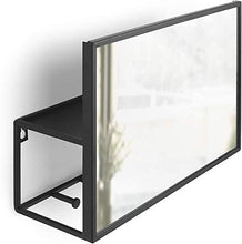 Load image into Gallery viewer, Umbra 1012828-040 Cubiko Wall Mirror and Storage Unit with Open-Side Access, Black,8" Height