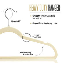 Load image into Gallery viewer, Utopia Home Premium Velvet Hangers - Pack of 50-360-degree rotatable Hook - Durable & Slim - Non Slip Hangers for Coat Hangers - Pant Hangers - Ivory