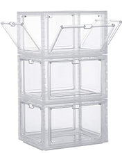 Load image into Gallery viewer, Stackable Sneaker Storage Box with 4-Side Door, Clear Plastic Shoe Storage Box Sneaker Display Case Fits for Men's 11/Women's 12 (3 Pack)