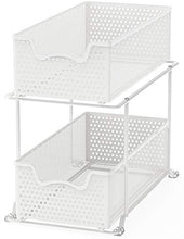 Load image into Gallery viewer, Simple Houseware 2 Tier Sliding Cabinet Basket Organizer Drawer, White