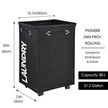 Load image into Gallery viewer, CAROEAS 23" Pro+ WHEELED Laundry Hamper Black&White Breathable Cover Heavy Duty Laundry Sorter Dirty Clothes Organizer Waterproof Foldable Laundry Basket Extra Large Laundry Bag (Pro Plus 23",Black)