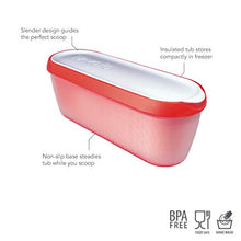 Load image into Gallery viewer, Tovolo Glide-A-Scoop Ice Cream Tub Reusable Container With Non-Slip Base, Stackable on Freezer Shelves, BPA-Free, 1.5 Quart, Strawberry Sorbet