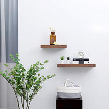 Load image into Gallery viewer, WELLAND 24 inch Walnut Mission Floating Shelves for Wall, Bathroom Wall Mount Shelves, Wood Modern Display Shelves, Book Shelves,for Bedroom,Living Room and Kitchen