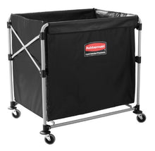 Load image into Gallery viewer, Rubbermaid Commercial Collapsible X-Cart, Steel, 8 Bushel Cart, 36" L x 7" W x 34" H, Black (1881750)