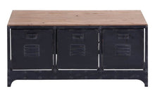 Load image into Gallery viewer, Deco 79 51851 Brown Metal & Wood Storage Bench with 3 File Cabinet Drawers, 39” x 19”