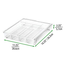 Load image into Gallery viewer, mDesign Adjustable, Expandable Plastic Kitchen Cabinet Drawer Storage Organizer Tray - for Storing Organizing Cutlery, Spoons, Cooking Utensils, Gadgets - 2" High - Clear
