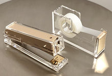 Load image into Gallery viewer, Set of Stapler and Tape Dispenser Desk Swag Brand : Desk Swag Acrylic Gold Stapler and Tape Dispenser Set Modern High End Luxury Desk Accessories Set Tape and Stapler