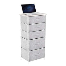 Load image into Gallery viewer, YITAHOME Fabric Dresser with 5 Drawers - High Storage Tower, Organizer Unit for Bedroom, Living Room, Hallway, Closets & Nursery - Sturdy Steel Frame, Wooden Top & Easy Pull Fabric Bins - Light Grey