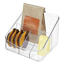 Load image into Gallery viewer, iDesign Linus Plastic Divided Coffee Supply Organizer, Holder for Filters, Sugar, Creamer, Beans, Sweeteners, Tea Bags, 6.3" x 6.9" x 5.2" - Clear