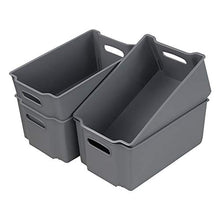 Load image into Gallery viewer, Farmoon Grey Storage Bin with Handle, Stackable Plastic Baskets/Bins Organizer, 4 Packs