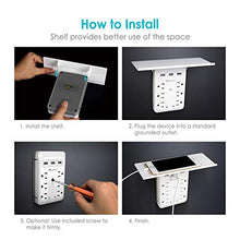 Load image into Gallery viewer, Socket Outlet Shelf, VICOUP 9 Port Multi Plug Wall Outlet Surge Protector 1080J with 3 USB Ports (3.4A Total), and Super Convenient Shelf for Cell Phone Placement - VI168