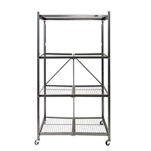Load image into Gallery viewer, Origami 4-Shelf Foldable Storage Shelves | for Garage Kitchen Bakers Closet, Metal Wire, Collapsible Organizer Rack, Holds up to 1000 pounds, Powder-Coated Steel, Heavy Duty | Pewter
