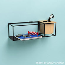 Load image into Gallery viewer, Umbra Cubist Floating Shelf with Built-In Succulent Planter – Modern Wall Décor and Geometric Display Shelf for Books, Candles, Mementos, Photos, Indoor Plants and More! | Small, Black