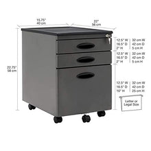 Load image into Gallery viewer, Calico Designs Metal Full Extension, Locking, 3-Drawer Mobile File Cabinet Assembled (Except Casters) for Legal or Letter Files with Supply Organizer Tray in Pewter