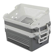 Load image into Gallery viewer, Doryh Stackable Plastic Storage Baskets/Bins Organizer with Handles, Set of 4 (White, Grey)