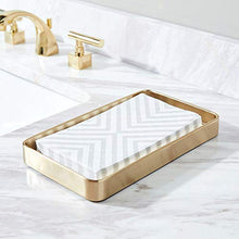 Load image into Gallery viewer, mDesign Modern Decorative Metal Guest Hand Towel Storage Tray Dispenser, Sturdy Holder for Disposable Paper Napkins, Jewelry, Eyeglasses - Bathroom Vanity Countertop Organization - Soft Brass