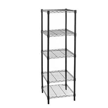 Load image into Gallery viewer, HollyHOME 5 Shelves Adjustable Steel Wire Shelving Rack in Small Space or Room Corner, Metal Heavy Duty Storage Shelf, Utility Rack, Bathroom Storage Tower Kitchen Shelving, Thicken Tube, Black