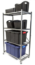 Load image into Gallery viewer, Origami 4-Shelf Foldable Storage Shelves | for Garage Kitchen Bakers Closet, Metal Wire, Collapsible Organizer Rack, Holds up to 1000 pounds, Powder-Coated Steel, Heavy Duty | Pewter