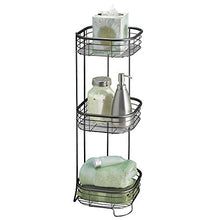 Load image into Gallery viewer, mDesign Square Metal Bathroom Shelf Unit - Free Standing Vertical Storage for Organizing and Storing Hand Towels, Body Lotion, Facial Tissues, Bath Salts - 3 Shelves, Steel Wire - Matte Black