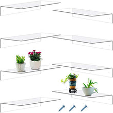 Load image into Gallery viewer, 8 Pieces 14 Inch Acrylic Floating Shelf, Invisible Wall Mounted Display Organizer Ledge Book Shelf for Living Room, Office, Bedroom, Bathroom, Kitchen (Clear)