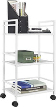 Load image into Gallery viewer, Ameriwood Home Marshall 3-Shelf Metal Rolling Utility Cart, White